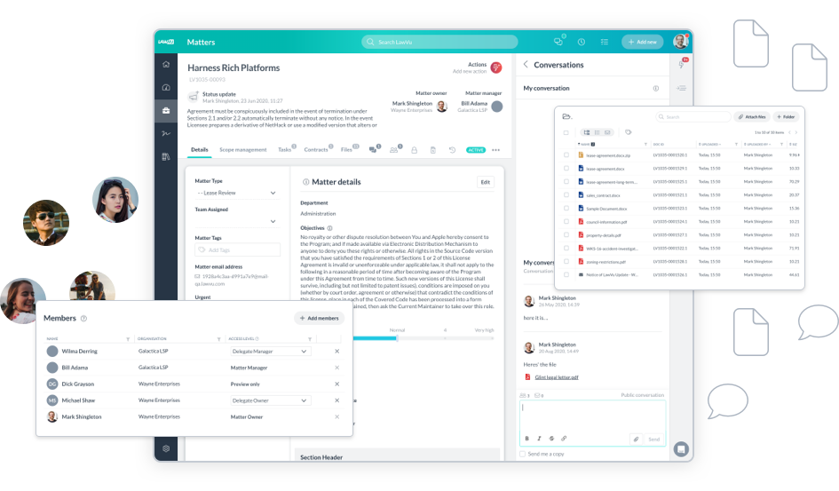 Information management section in Lawvu matter management solution