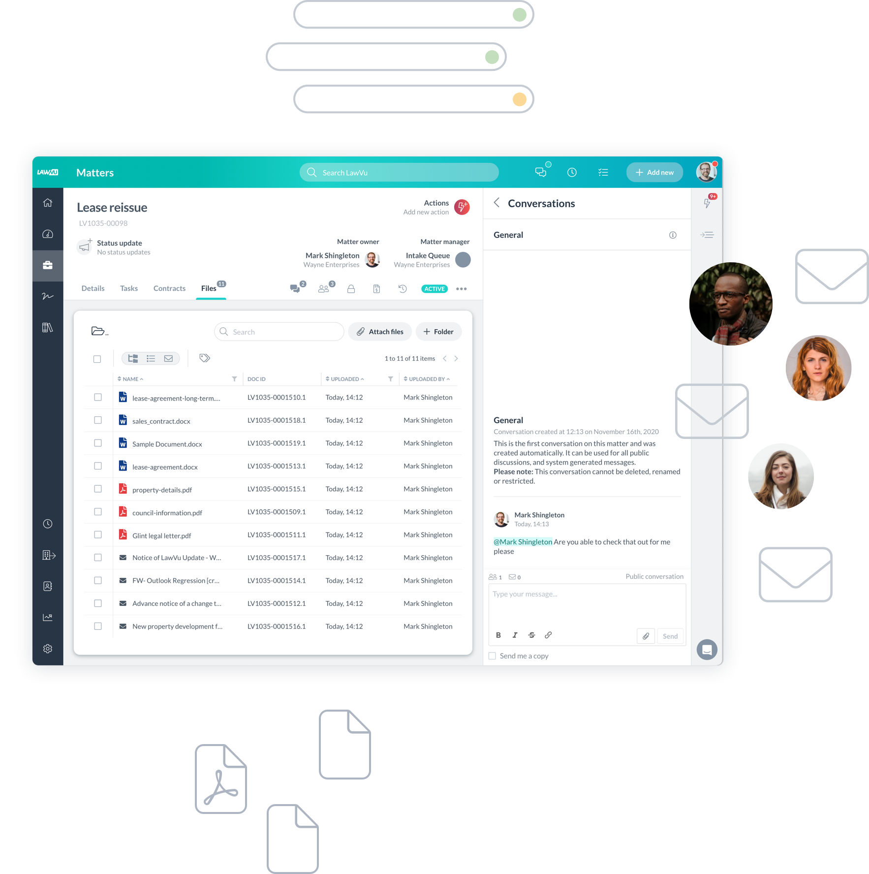 Lawvu matter management solution Information management section in Lawvu matter management solution