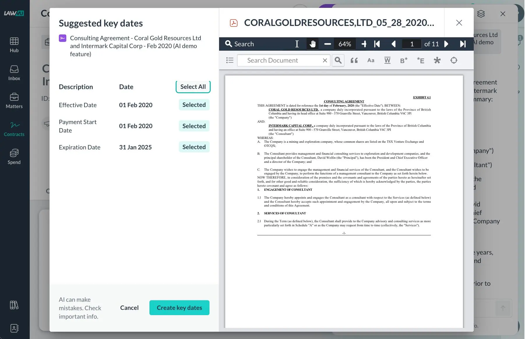 contract management ai key date extraction