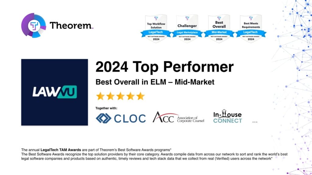 LawVu Named “Top ELM Platform for Mid-Market” in 2024 LegalTech TAM Awards