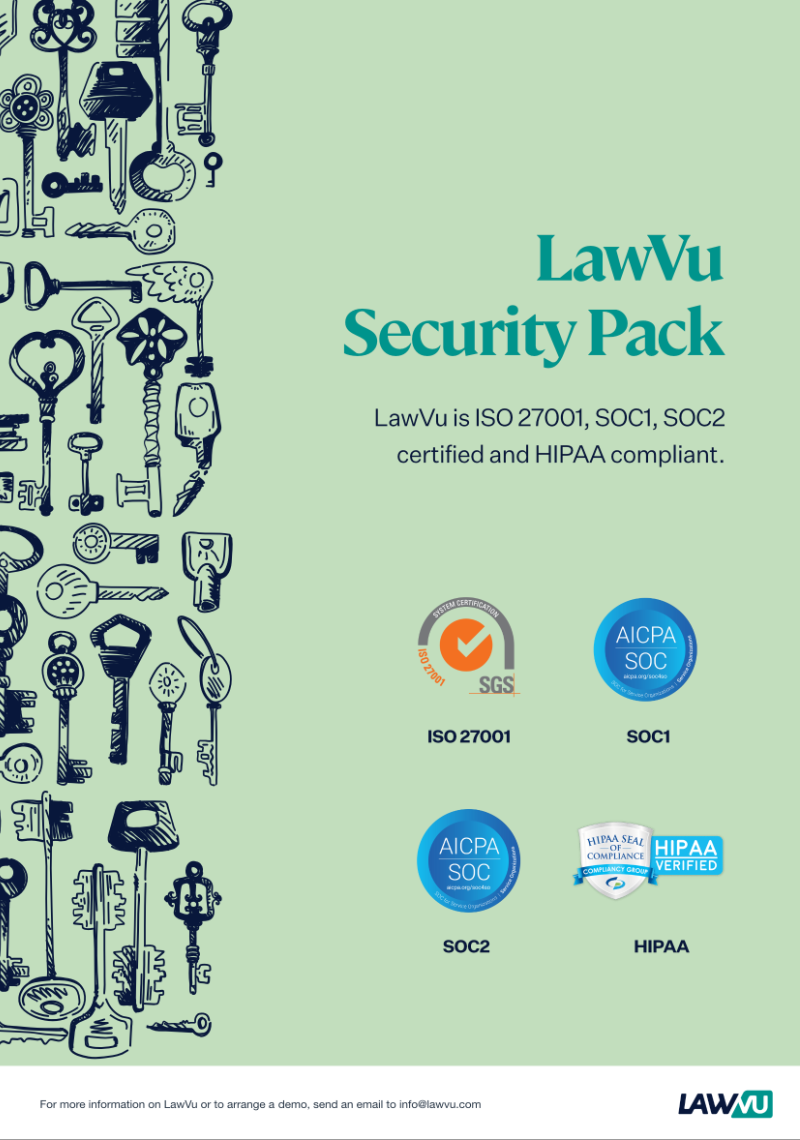 LawVu In house legal operations software security pack