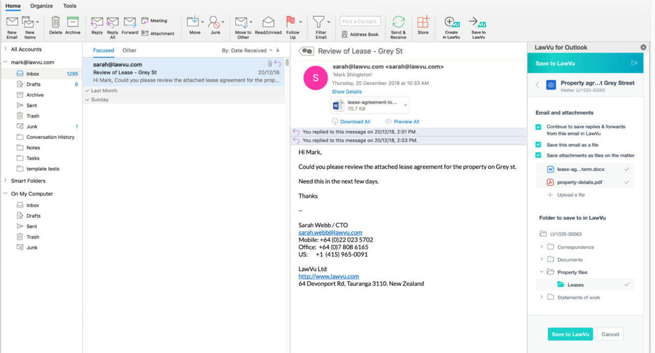 Introducing the enhanced Outlook integration to the LawVu legal