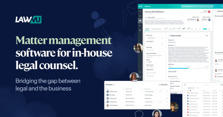 Matter management software for in-house legal counsel