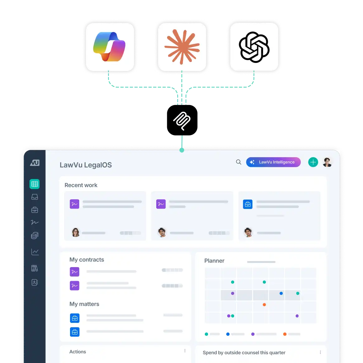 Connect your AI tools to LawVu through a governed intelligence layer that gives AI secure access to your LegalOS.