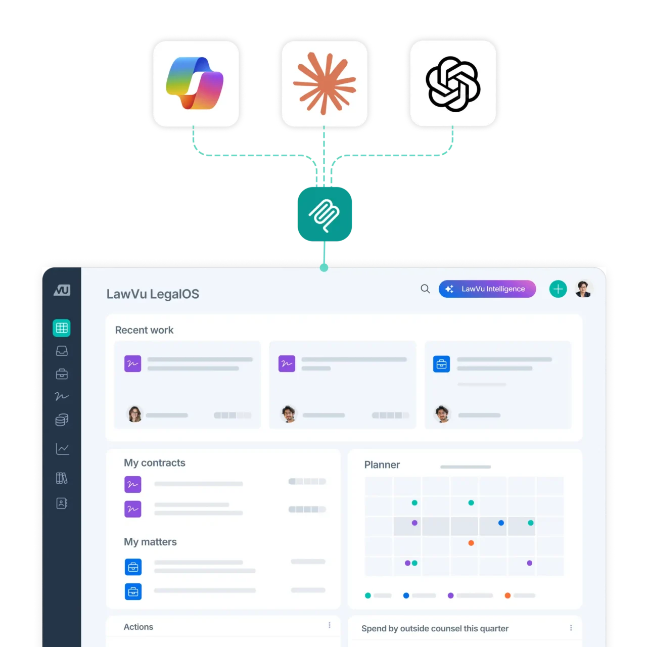 Connect your AI tool of choice to LawVu through a governed intelligence layer that gives AI secure access to your LegalOS.